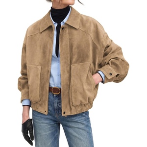 GRACE KARIN Women’s Faux Suede Jacket Fall Long Sleeve Coat(Khaki)