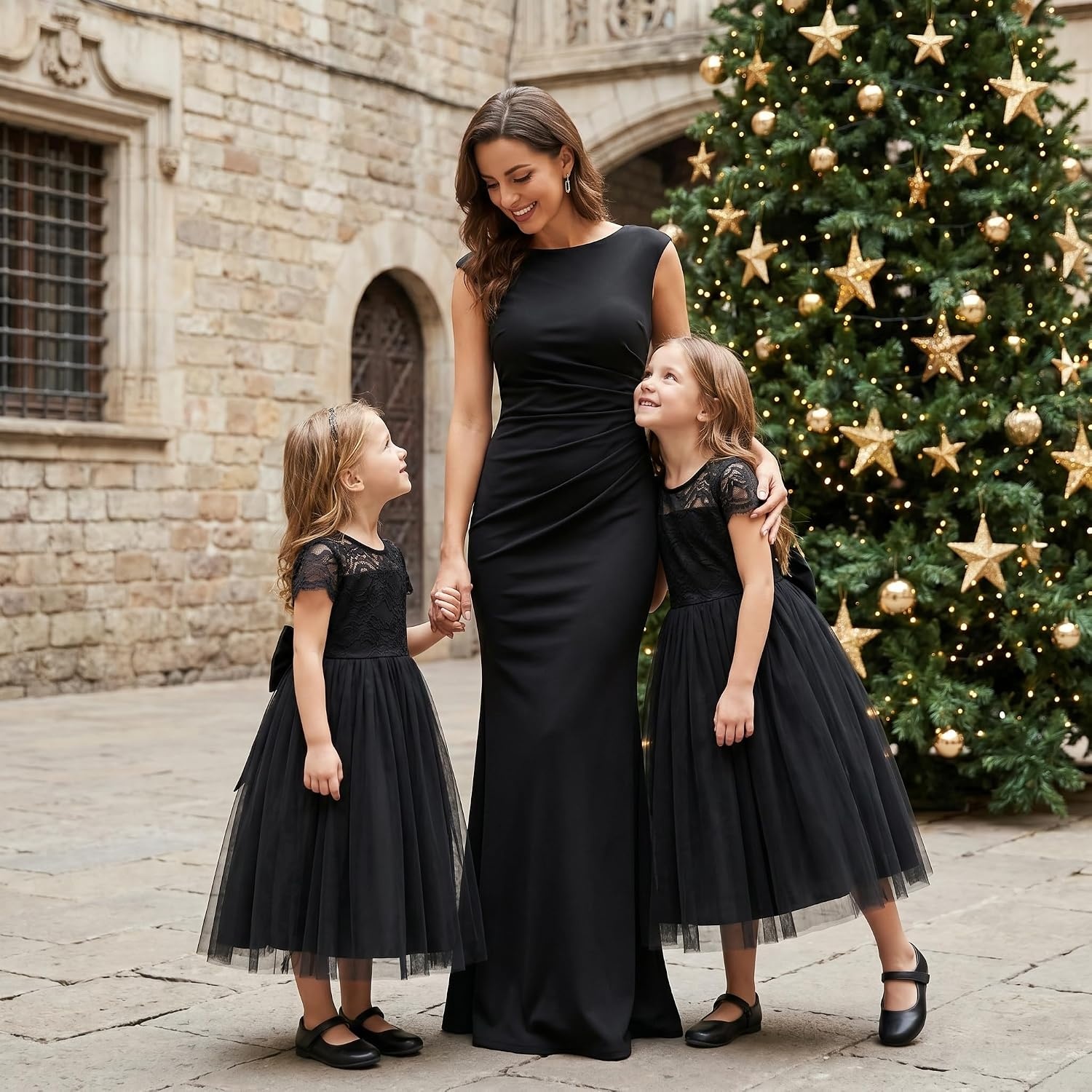 image:imageGRACE KARIN Flower Girl Dress Big Bow Kids Lace Tulle Princess Wedding GownBlack Long