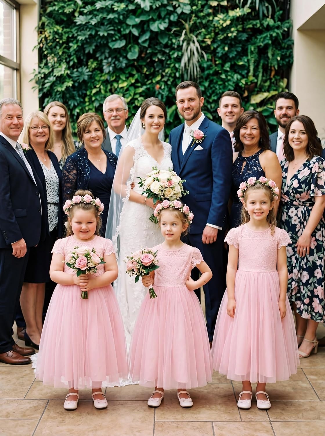 image:imageGRACE KARIN Flower Girl Dress Big Bow Kids Lace Tulle Princess Wedding GownBlush Pink Long