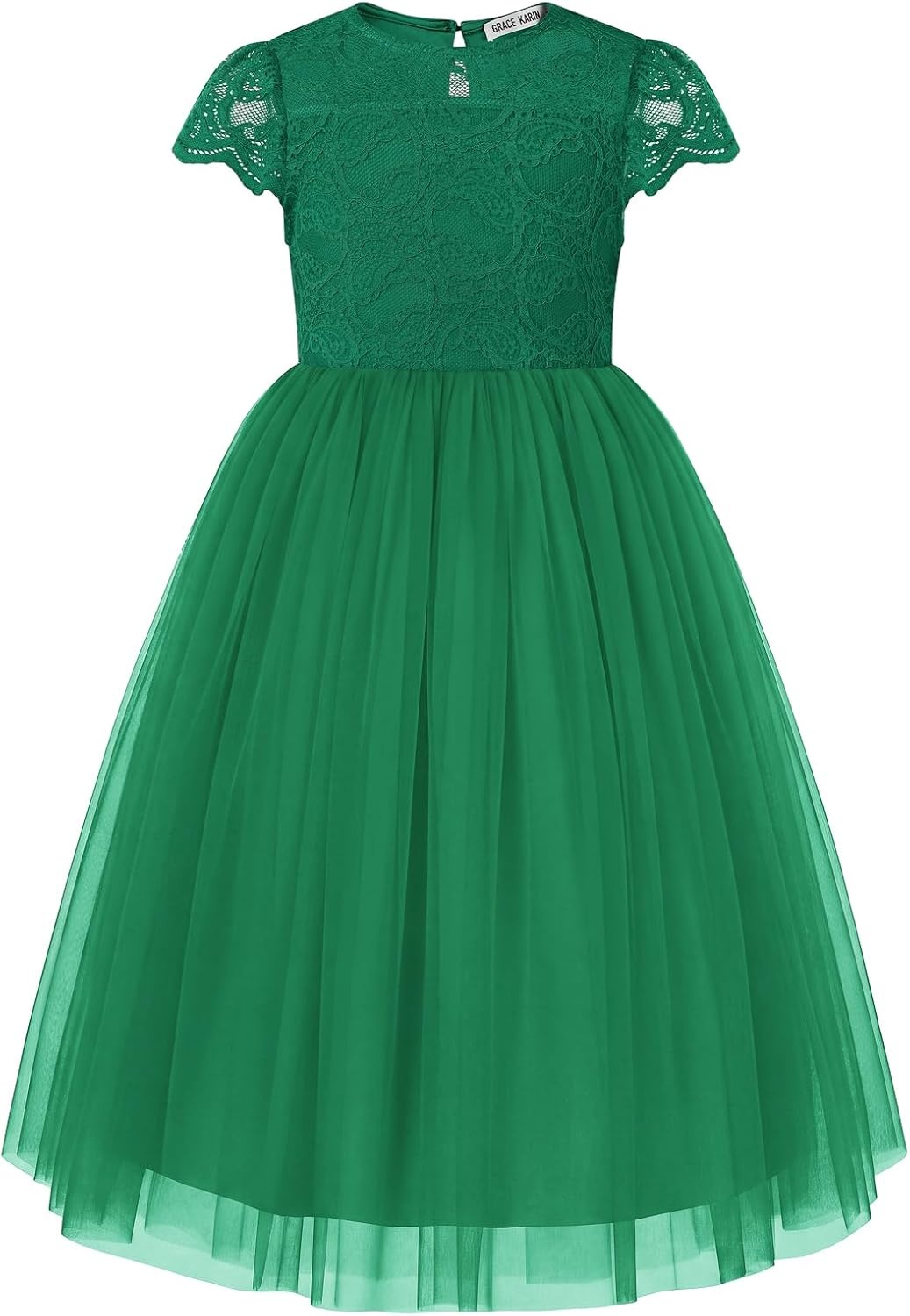 image:imageGRACE KARIN Flower Girl Dress Big Bow Kids Lace Tulle Princess Wedding GownDark Green Long