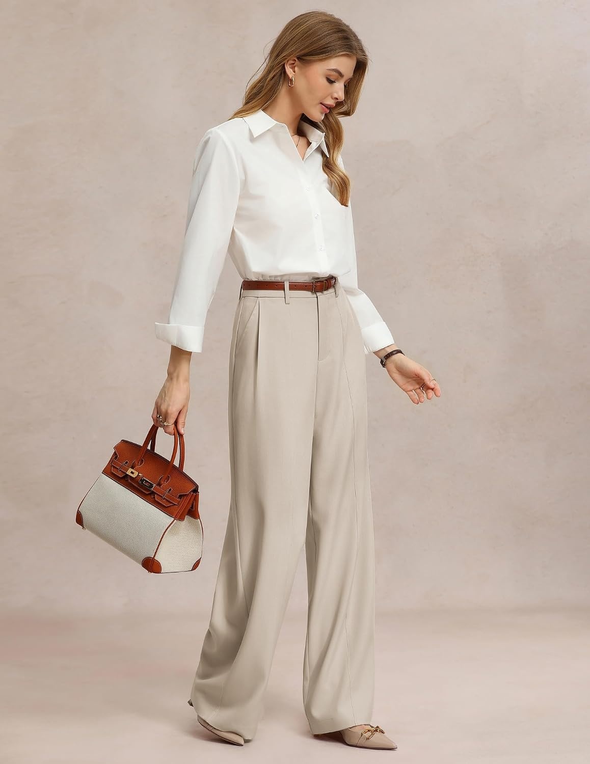 image:imageGRACE KARIN Womens Wide Leg Dress Pants Business Office Work Slacks OutfitCream
