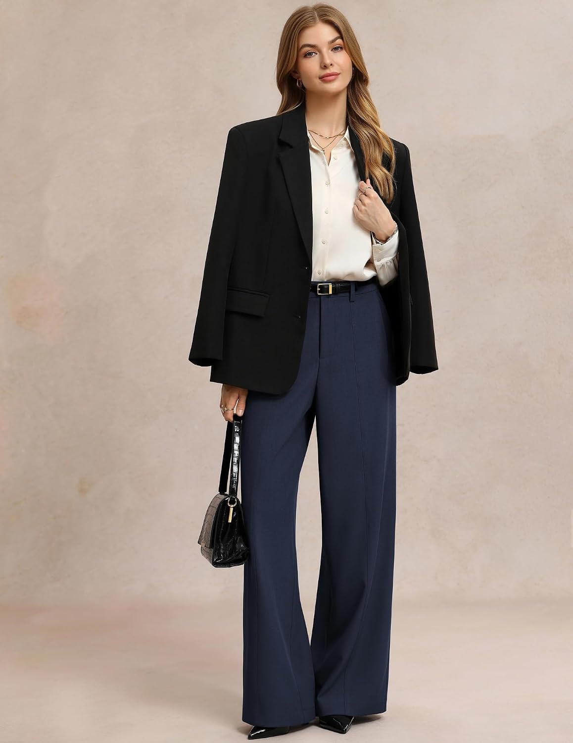 image:imageGRACE KARIN Womens Wide Leg Dress Pants Business Office Work Slacks OutfitDark Blue