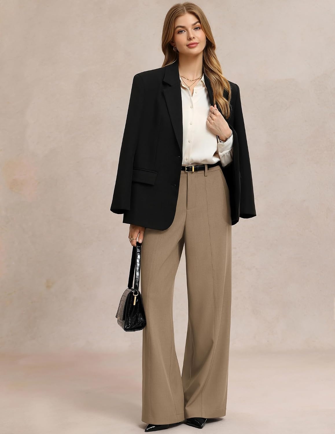 image:imageGRACE KARIN Womens Wide Leg Dress Pants Business Office Work Slacks OutfitKhaki