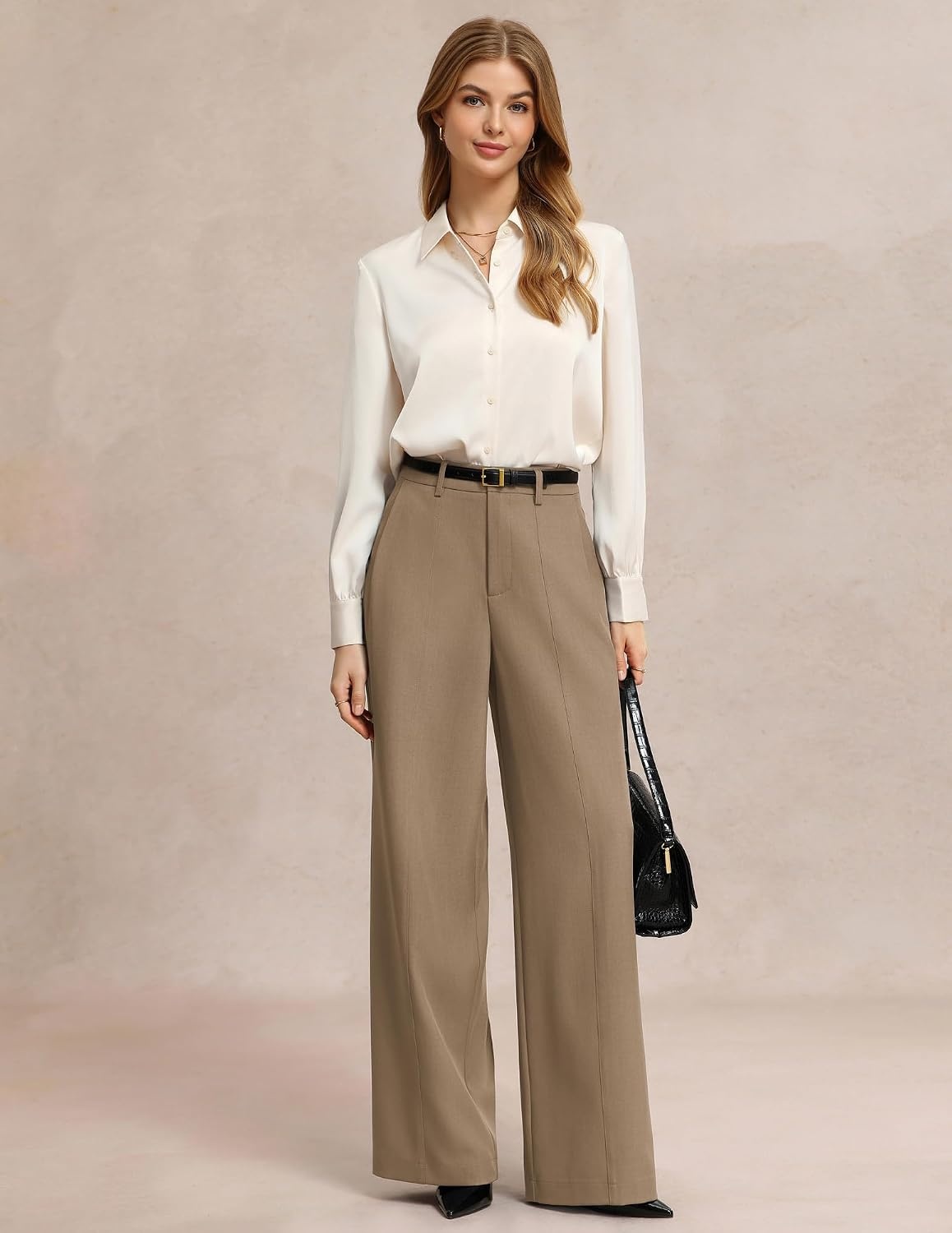 image:imageGRACE KARIN Womens Wide Leg Dress Pants Business Office Work Slacks OutfitKhaki