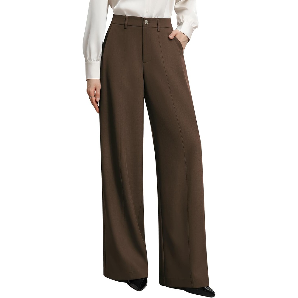 image:imageGRACE KARIN Womens Wide Leg Dress Pants Business Office Work Slacks OutfitDark Brown