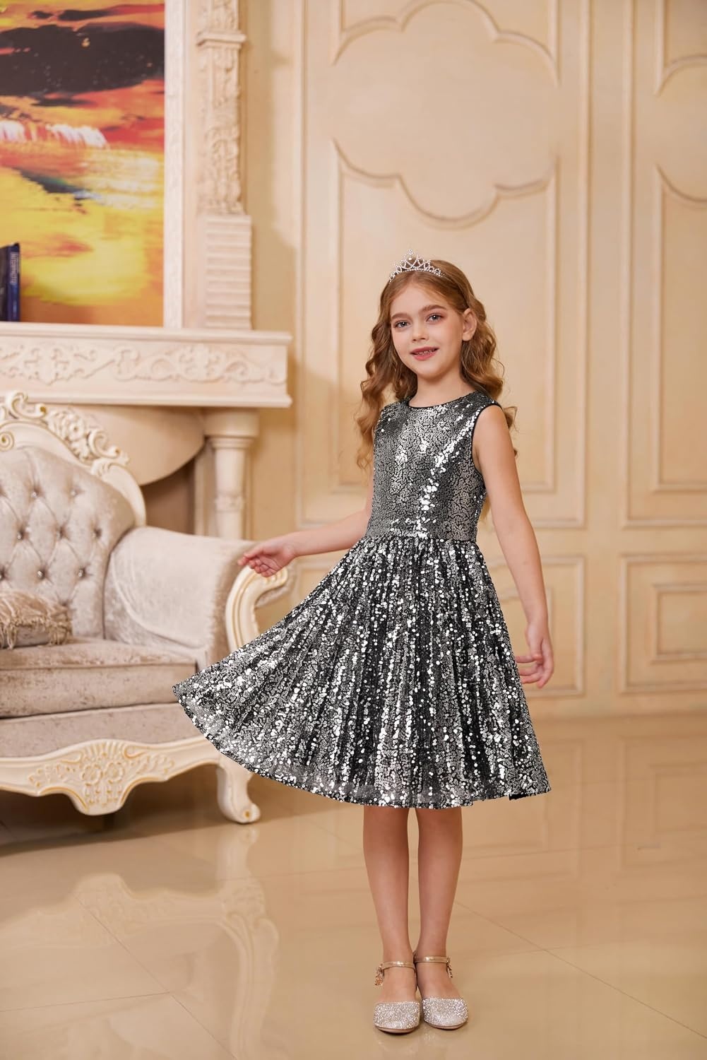 image:imageGRACE KARIN Girls Fancy Sparkly Sequin Formal Party Dance Dress 614Grape Purple