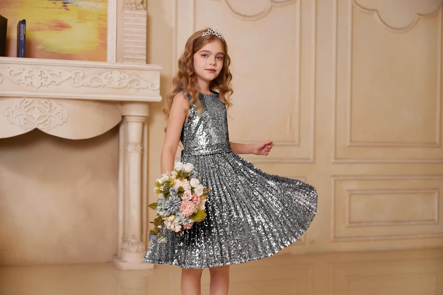 image:imageGRACE KARIN Girls Fancy Sparkly Sequin Formal Party Dance Dress 614Grape Purple
