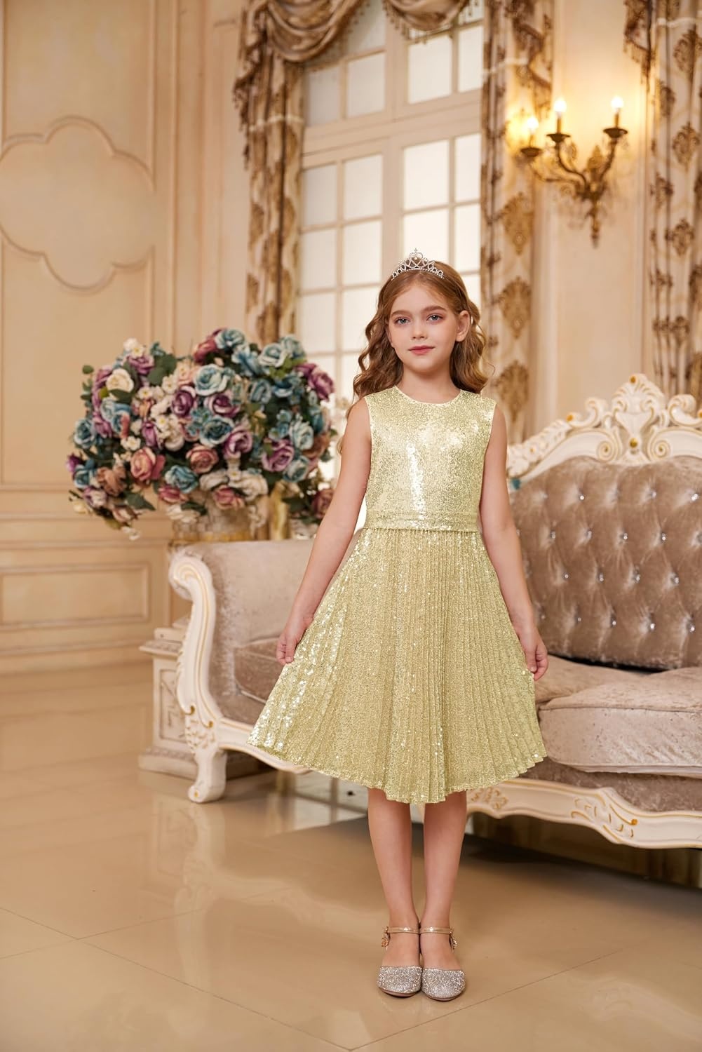 image:imageGRACE KARIN Girls Fancy Sparkly Sequin Formal Party Dance Dress 614Klein Blue