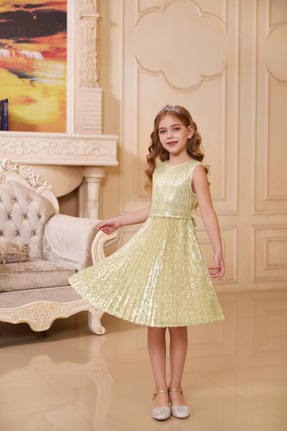 image:imageGRACE KARIN Girls Fancy Sparkly Sequin Formal Party Dance Dress 614Klein Blue