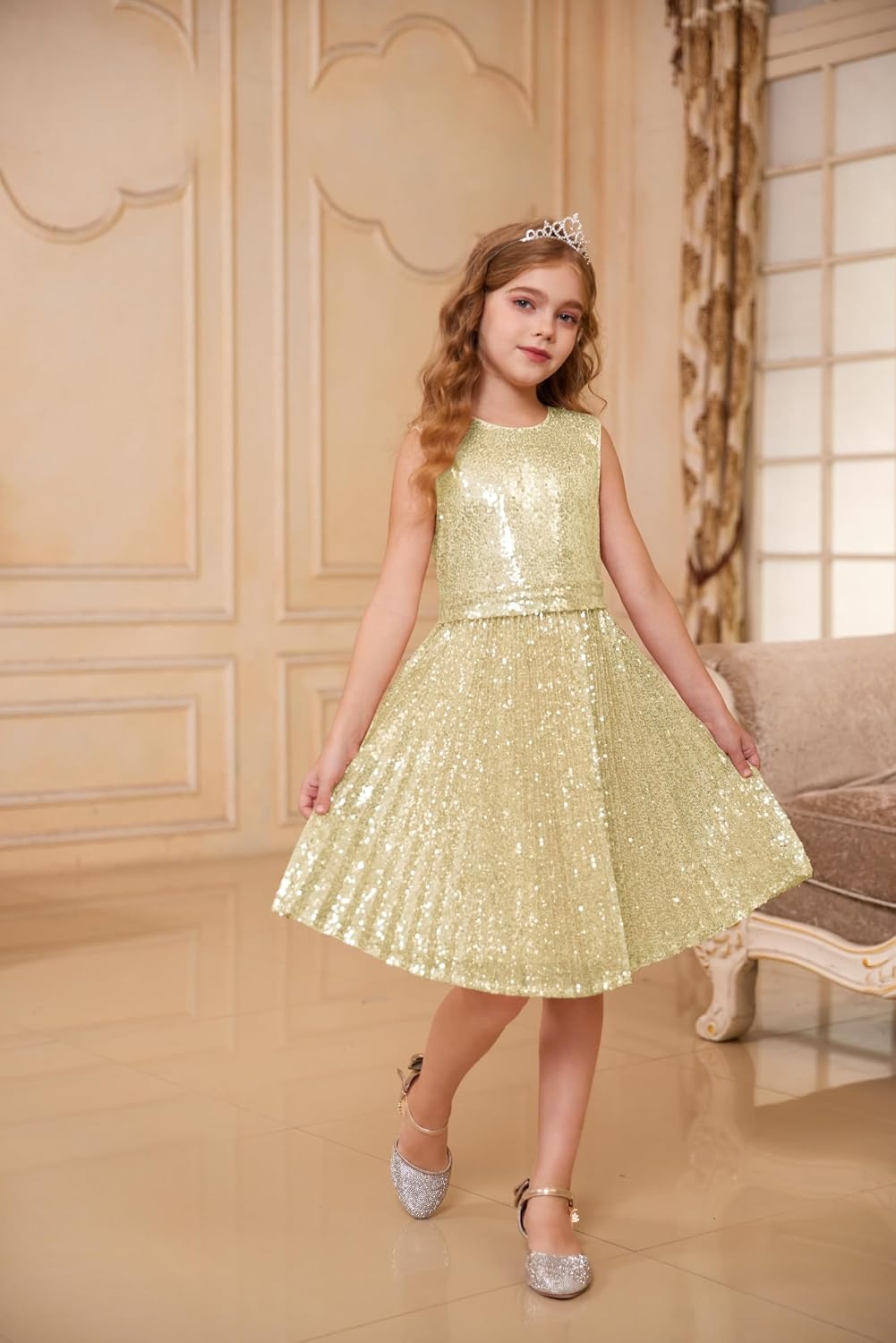 image:imageGRACE KARIN Girls Fancy Sparkly Sequin Formal Party Dance Dress 614Klein Blue