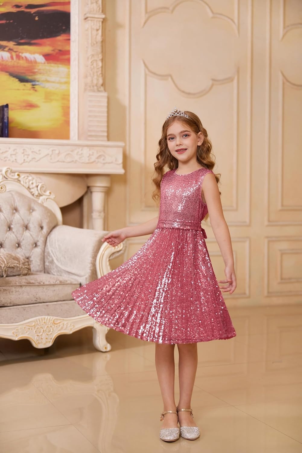 image:imageGRACE KARIN Girls Fancy Sparkly Sequin Formal Party Dance Dress 614Navy