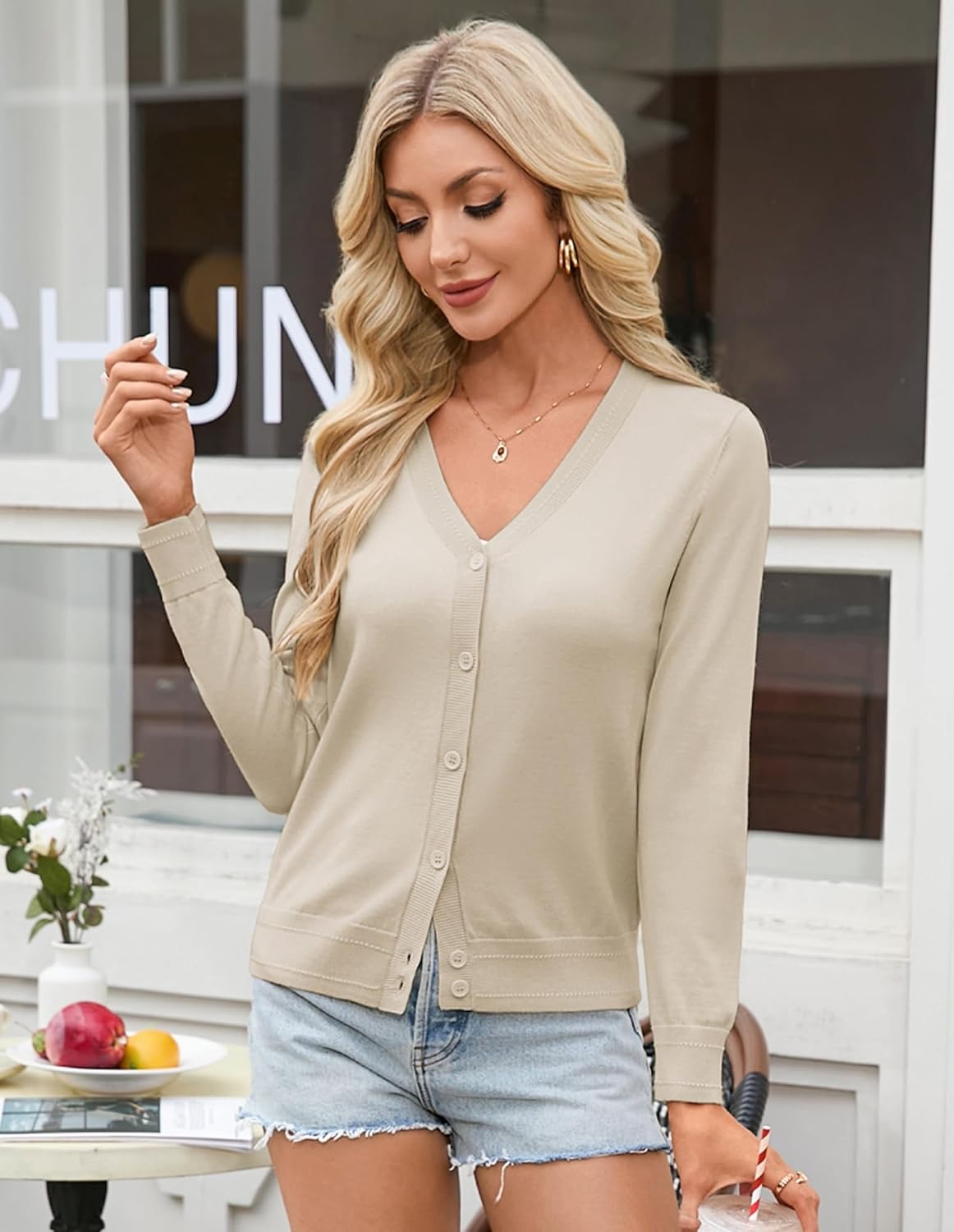 image:imageGRACE KARIN Lightweight Cardigan Sweaters for Women Trendy Fall OutfitsBeige