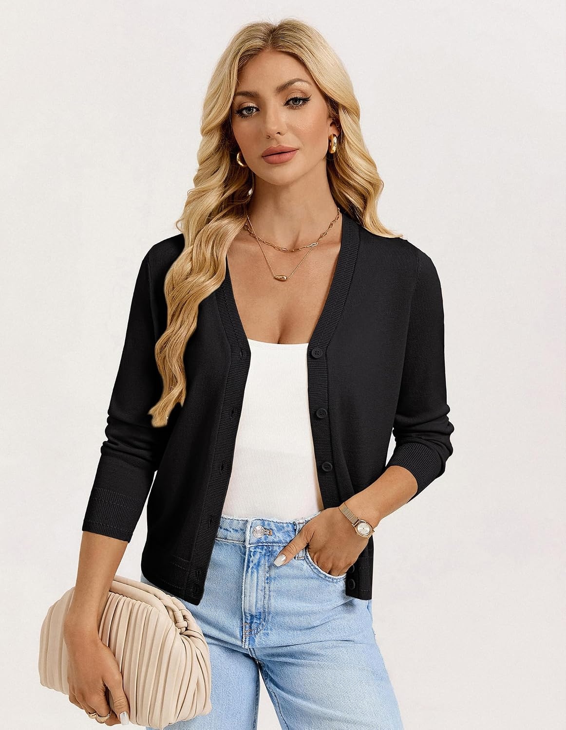 image:imageGRACE KARIN Lightweight Cardigan Sweaters for Women Trendy Fall OutfitsBlack