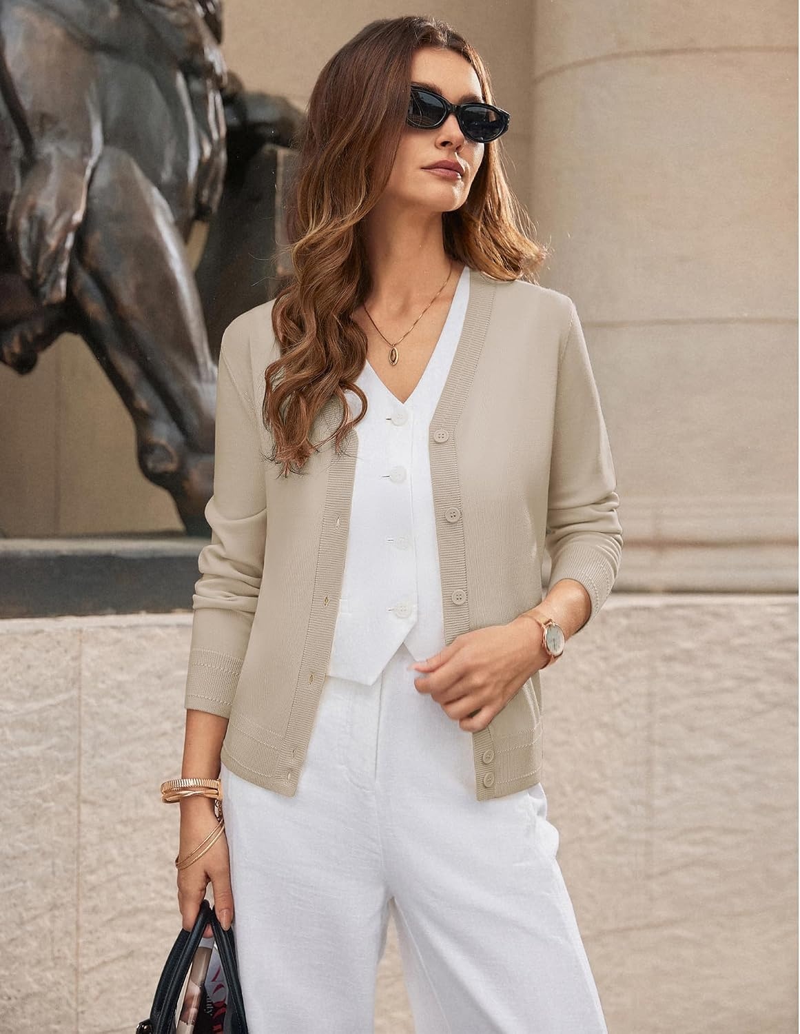 image:imageGRACE KARIN Lightweight Cardigan Sweaters for Women Trendy Fall OutfitsKhaki