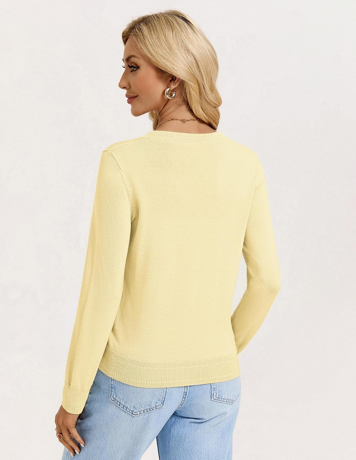 image:imageGRACE KARIN Lightweight Cardigan Sweaters for Women Trendy Fall OutfitsLight Butter Yellow