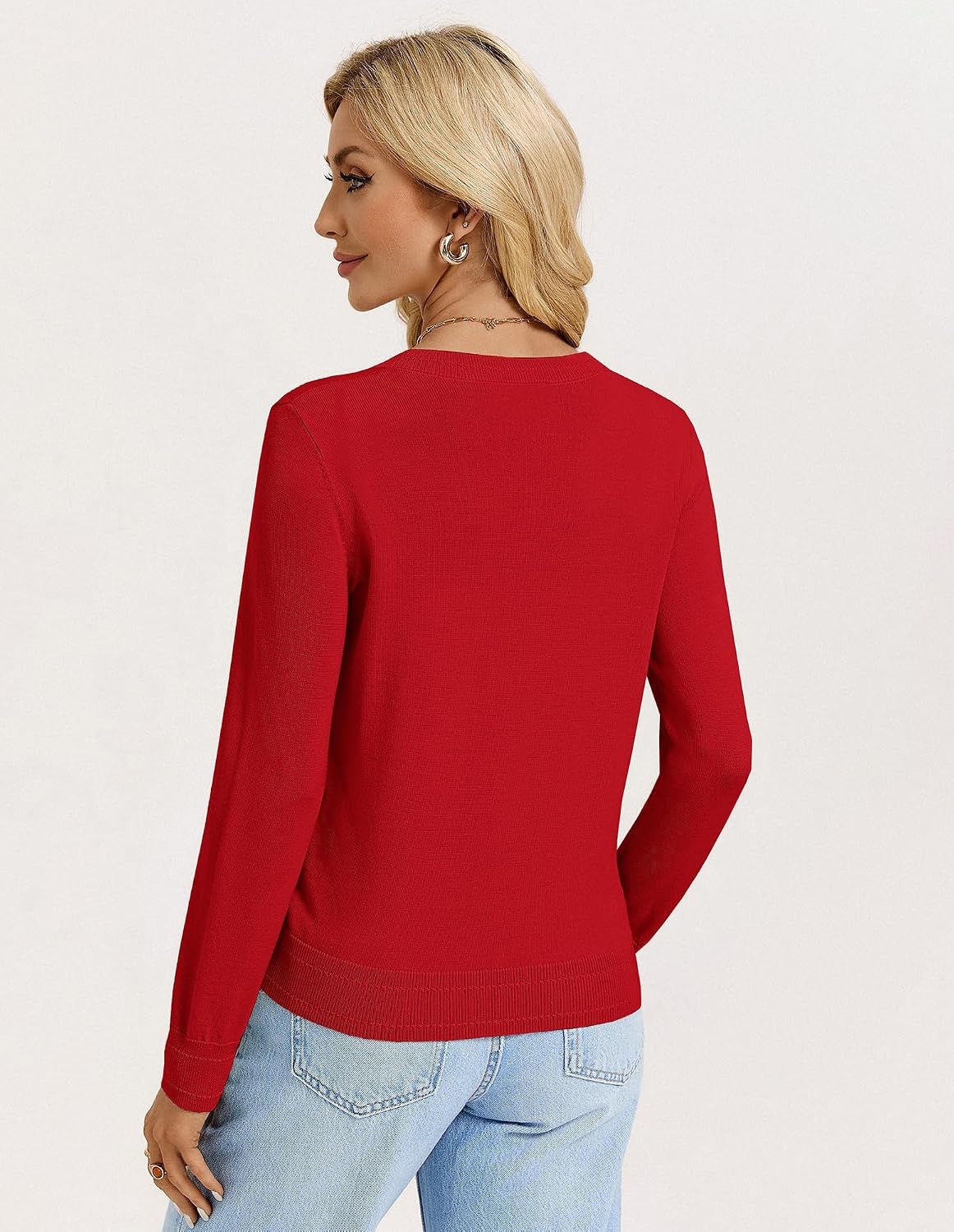 image:imageGRACE KARIN Lightweight Cardigan Sweaters for Women Trendy Fall OutfitsRed