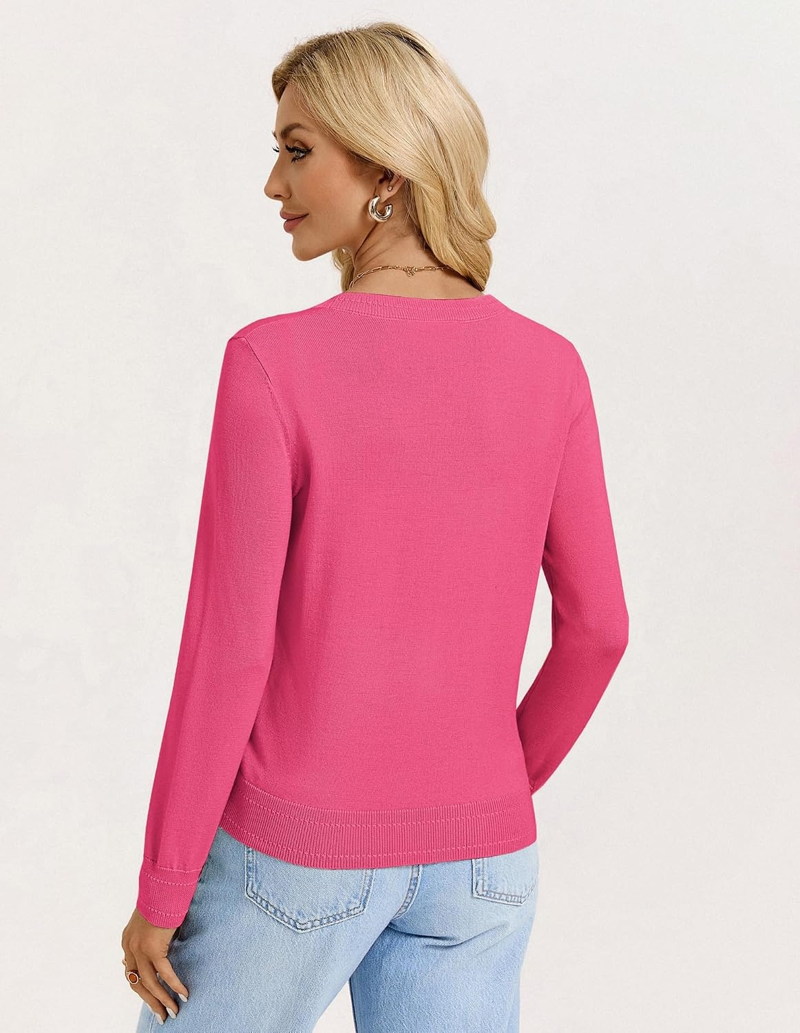 image:imageGRACE KARIN Lightweight Cardigan Sweaters for Women Trendy Fall OutfitsRose Pink