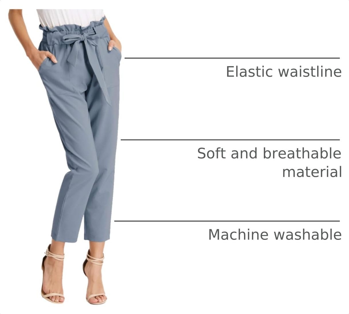 image:imageGRACE KARIN Women Work Pants High Waist Dress Trousers Business CasualBlue Gray