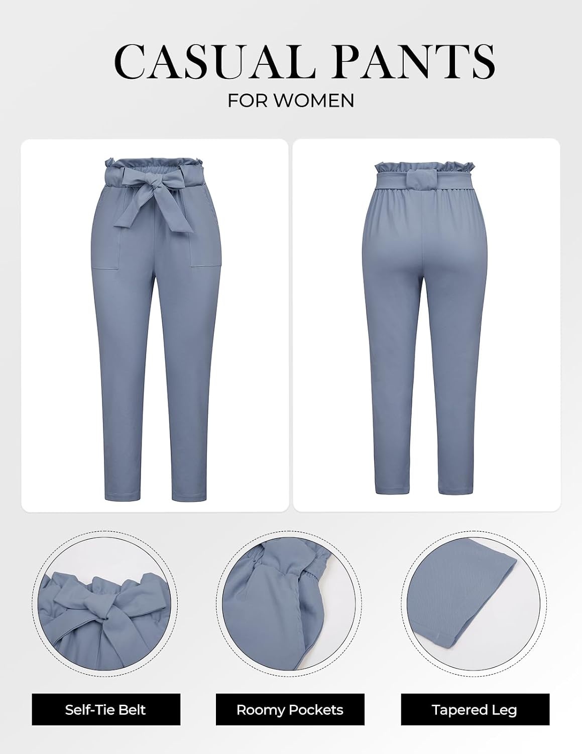 image:imageGRACE KARIN Women Work Pants High Waist Dress Trousers Business CasualBlue Gray