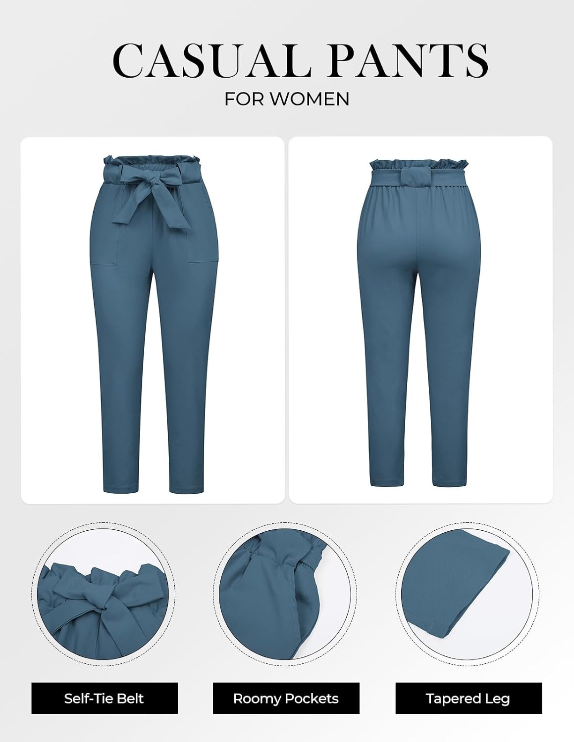 image:imageGRACE KARIN Women Work Pants High Waist Dress Trousers Business CasualBlue Haze