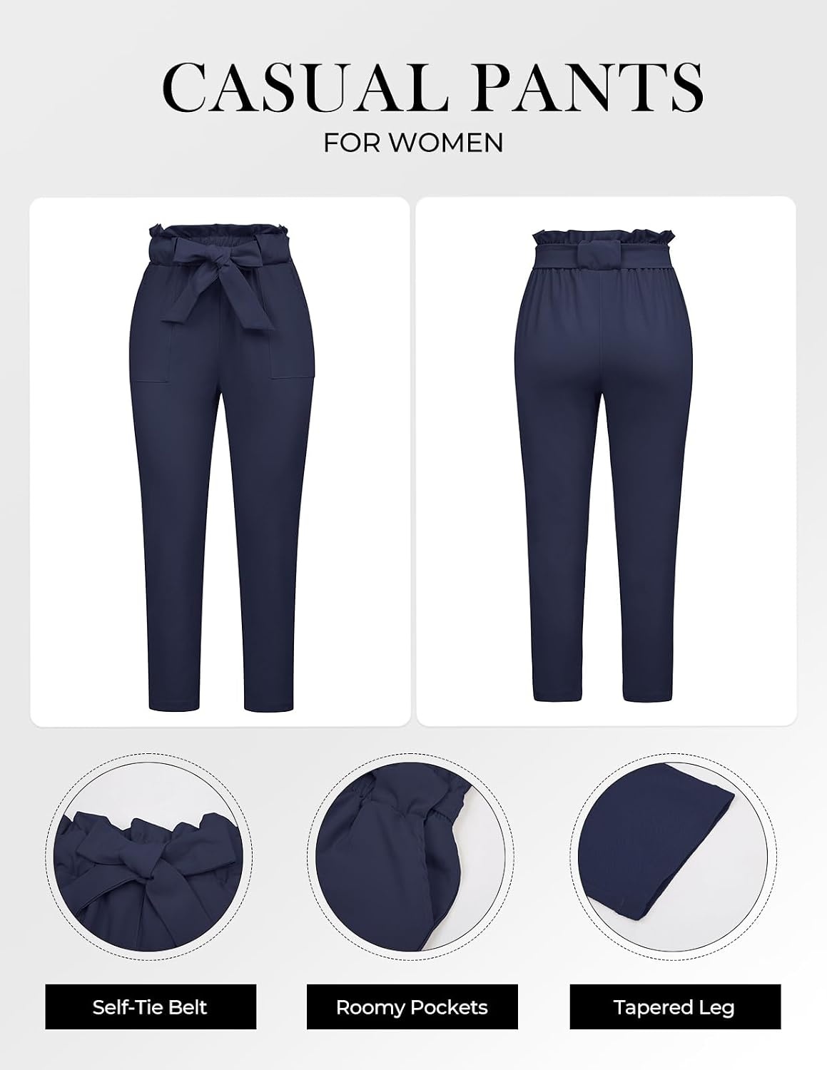 image:imageGRACE KARIN Women Work Pants High Waist Dress Trousers Business CasualDark Blue