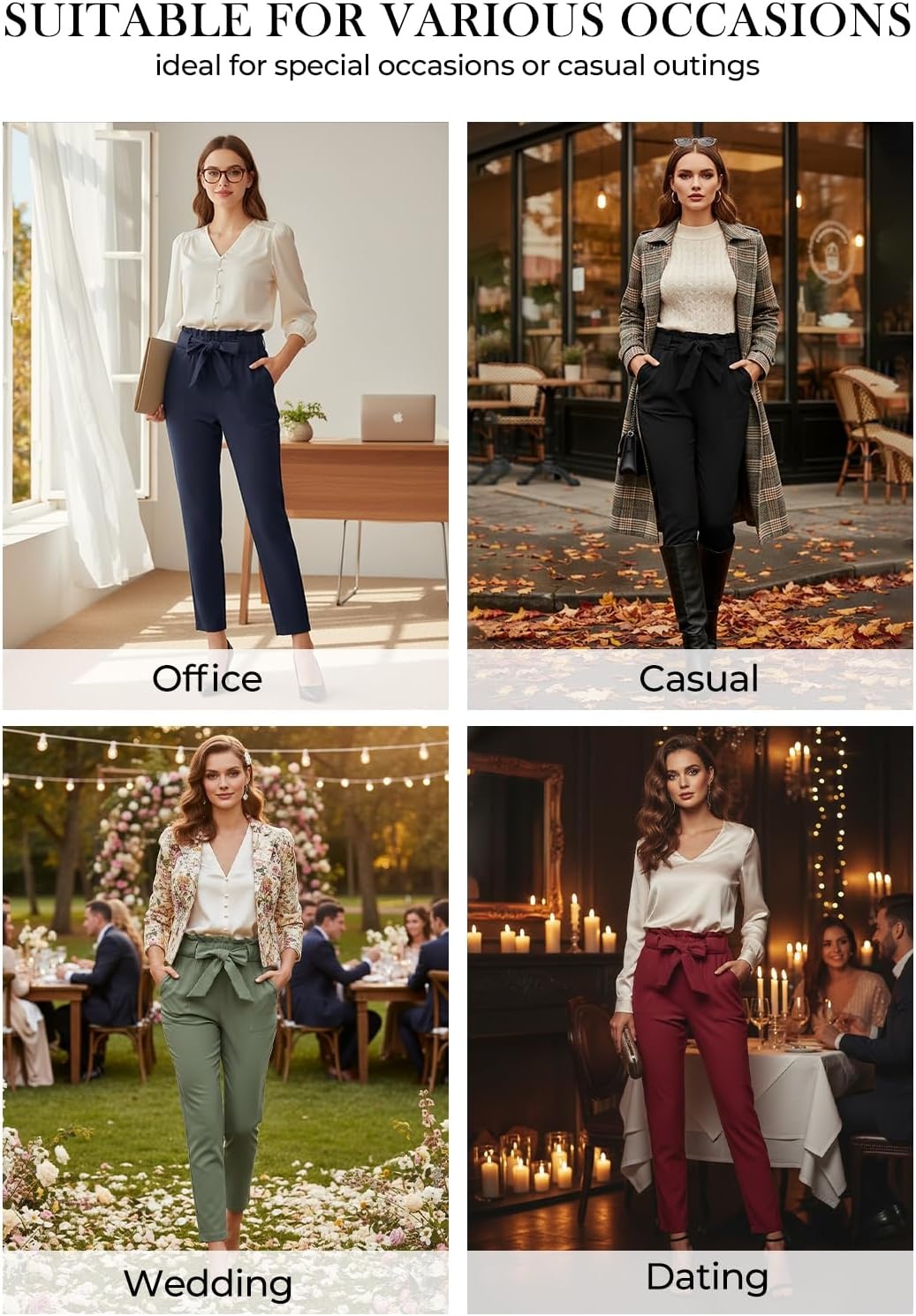 image:imageGRACE KARIN Women Work Pants High Waist Dress Trousers Business CasualGray Black