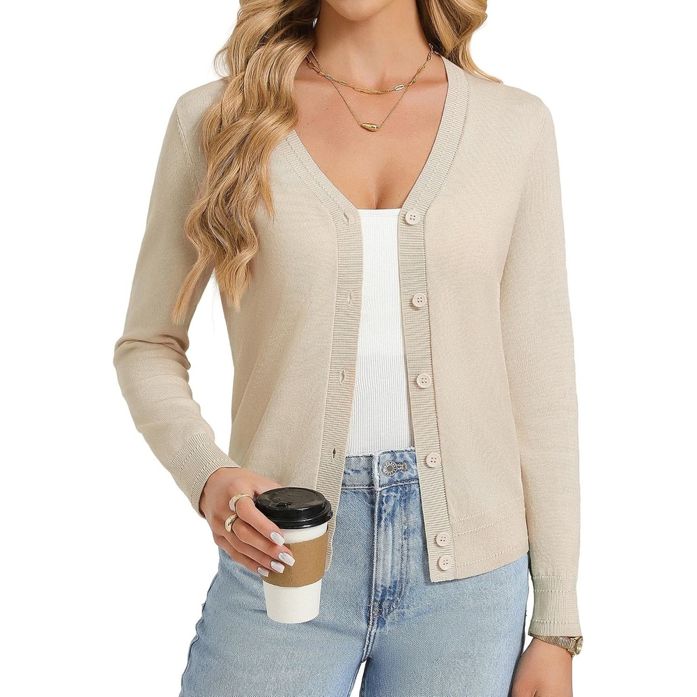 image:imageGRACE KARIN Lightweight Cardigan Sweaters for Women Trendy Fall OutfitsBeige