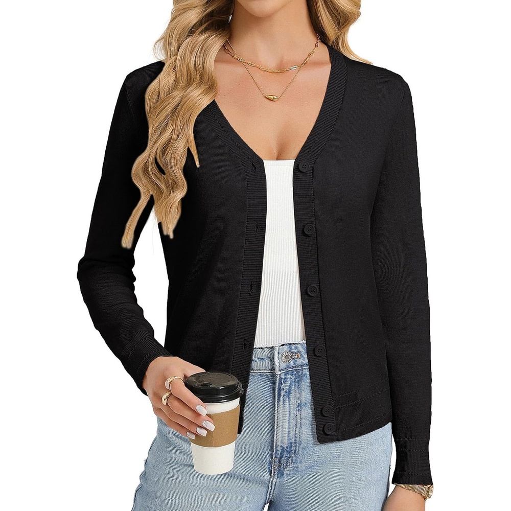 image:imageGRACE KARIN Lightweight Cardigan Sweaters for Women Trendy Fall OutfitsBlack