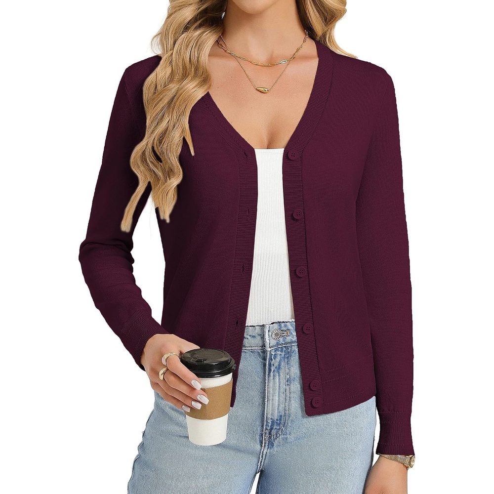 image:imageGRACE KARIN Lightweight Cardigan Sweaters for Women Trendy Fall OutfitsBurgundy