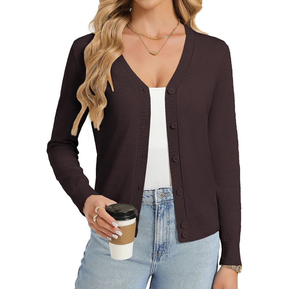 image:imageGRACE KARIN Lightweight Cardigan Sweaters for Women Trendy Fall OutfitsDark Brown