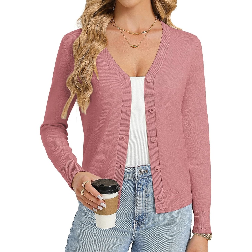 image:imageGRACE KARIN Lightweight Cardigan Sweaters for Women Trendy Fall OutfitsDusty Pink
