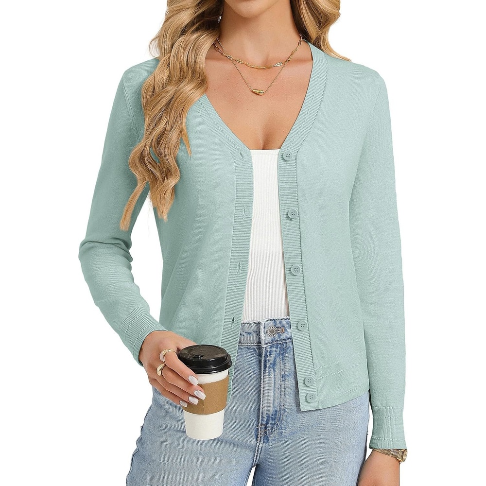 image:imageGRACE KARIN Lightweight Cardigan Sweaters for Women Trendy Fall OutfitsMint Blue