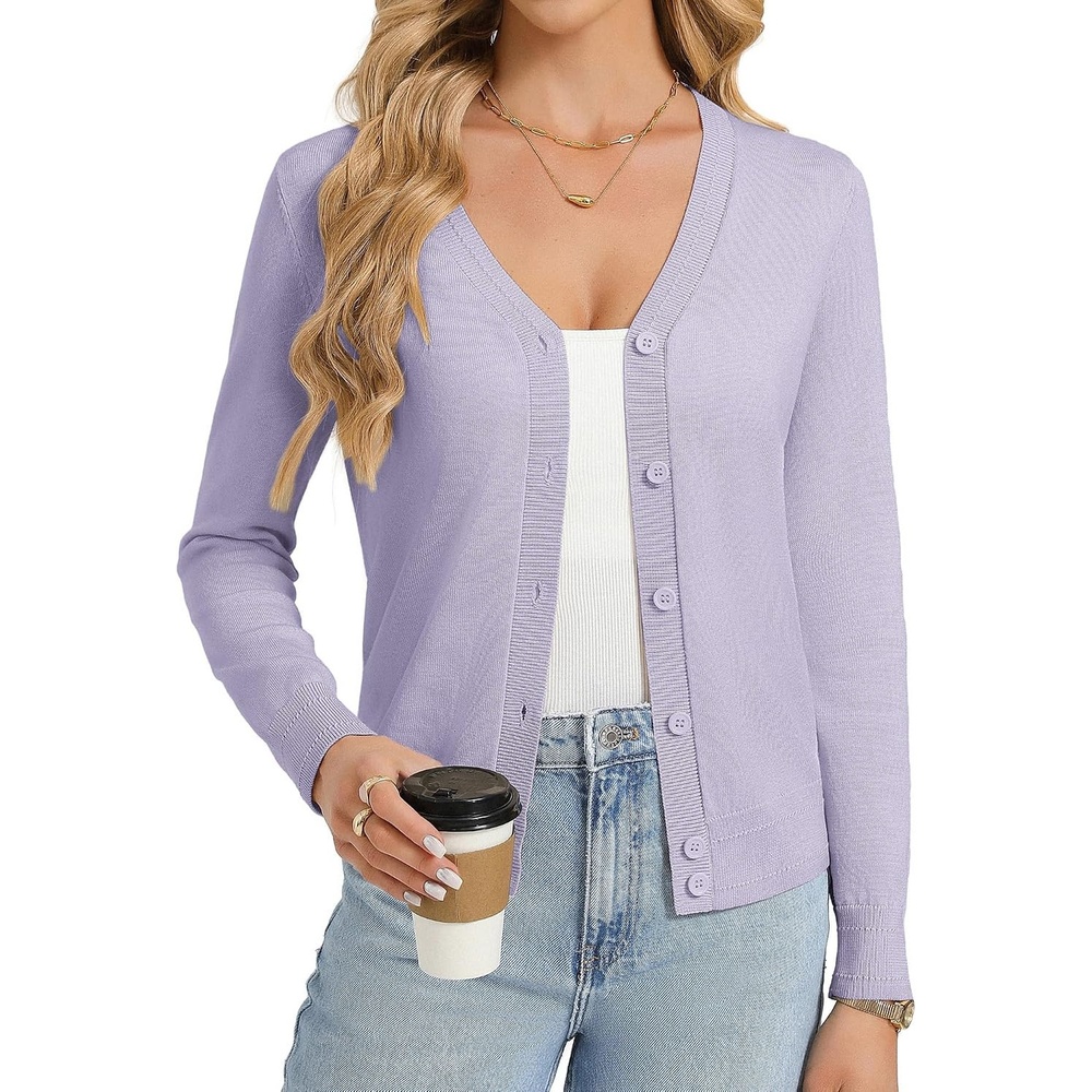 image:imageGRACE KARIN Lightweight Cardigan Sweaters for Women Trendy Fall OutfitsPurple