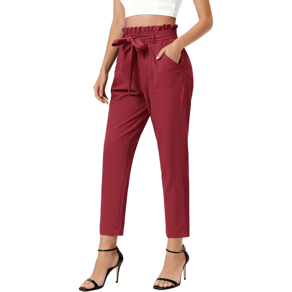 image:imageGRACE KARIN Women Work Pants High Waist Dress Trousers Business CasualWine Red