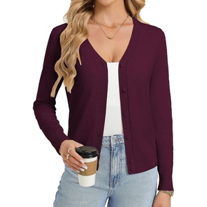 GRACE KARIN Lightweight Cardigan Sweaters for Women Trendy Fall Outfits(Burgundy)