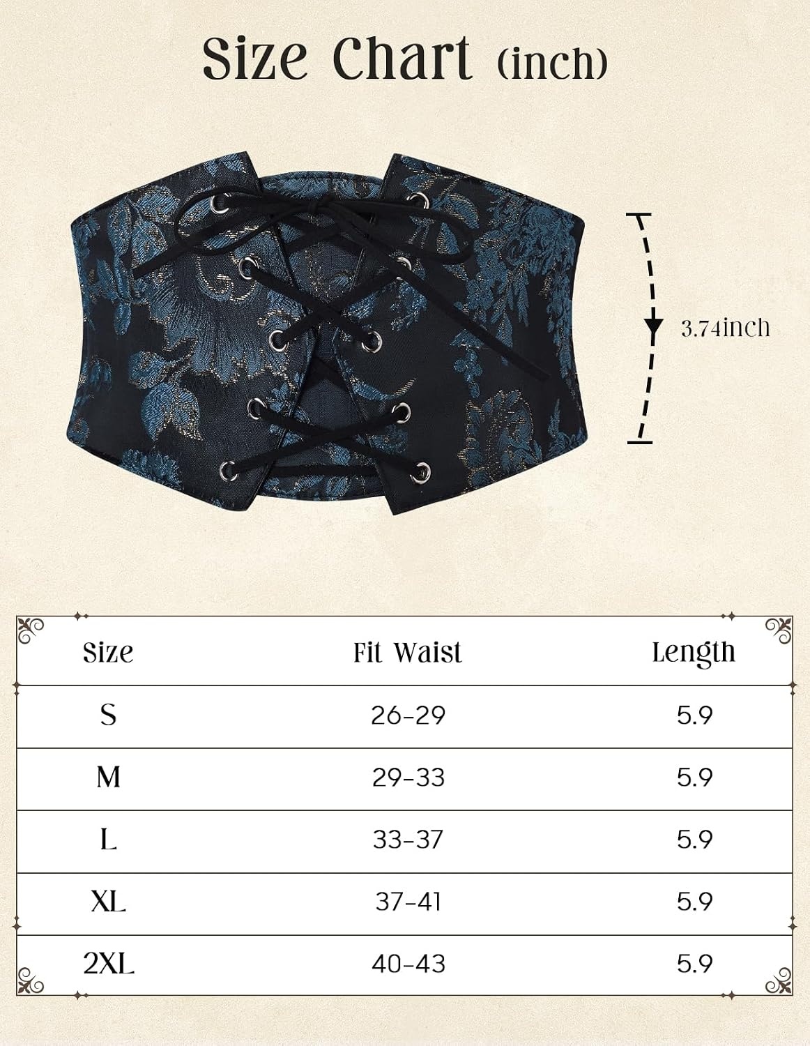 image:imageGRACE KARIN Renaissance Corset Belt for Women Elastic Wide Waist CorsetBlue Floral