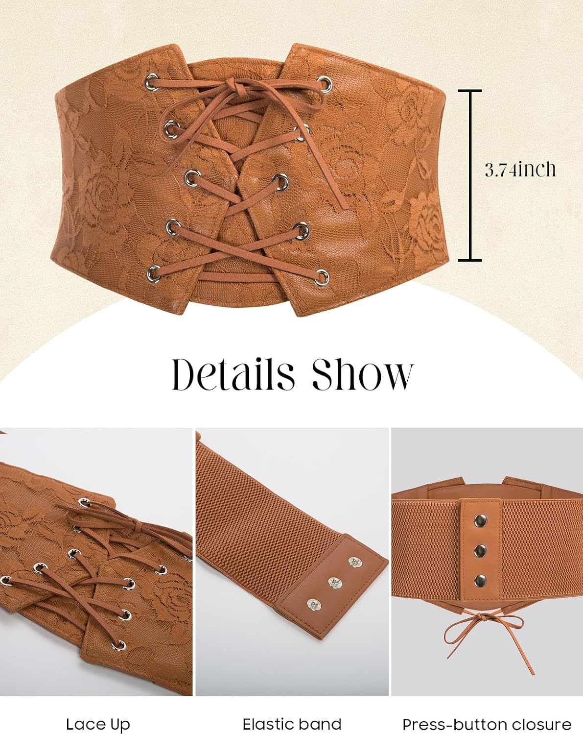 image:imageGRACE KARIN Renaissance Corset Belt for Women Elastic Wide Waist CorsetBrown