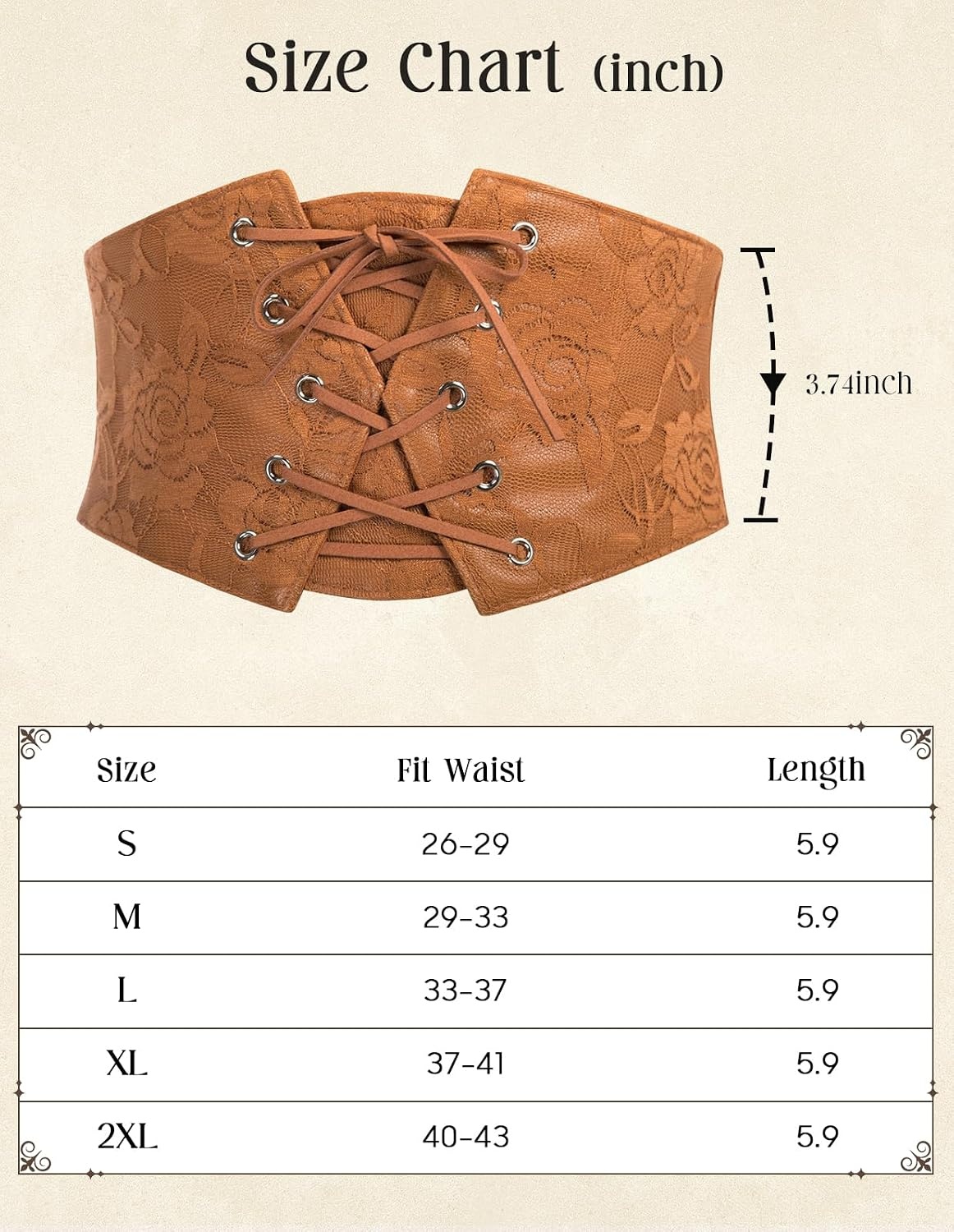 image:imageGRACE KARIN Renaissance Corset Belt for Women Elastic Wide Waist CorsetBrown