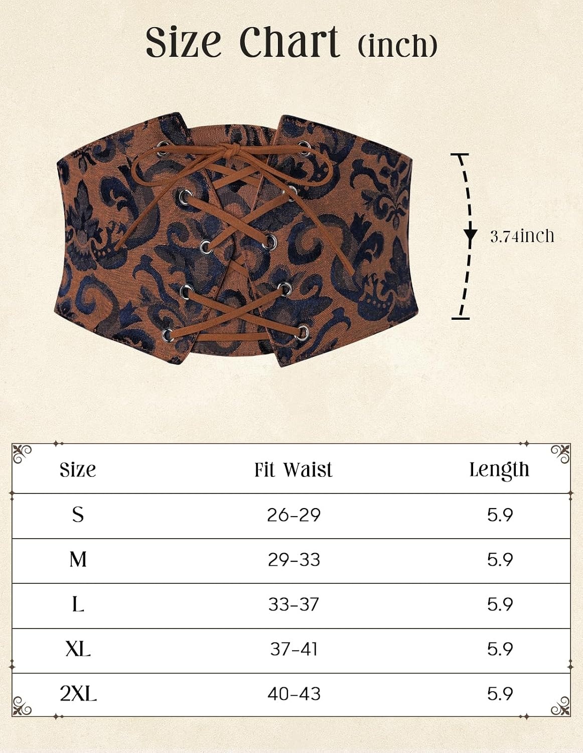 image:imageGRACE KARIN Renaissance Corset Belt for Women Elastic Wide Waist CorsetBrown Floral