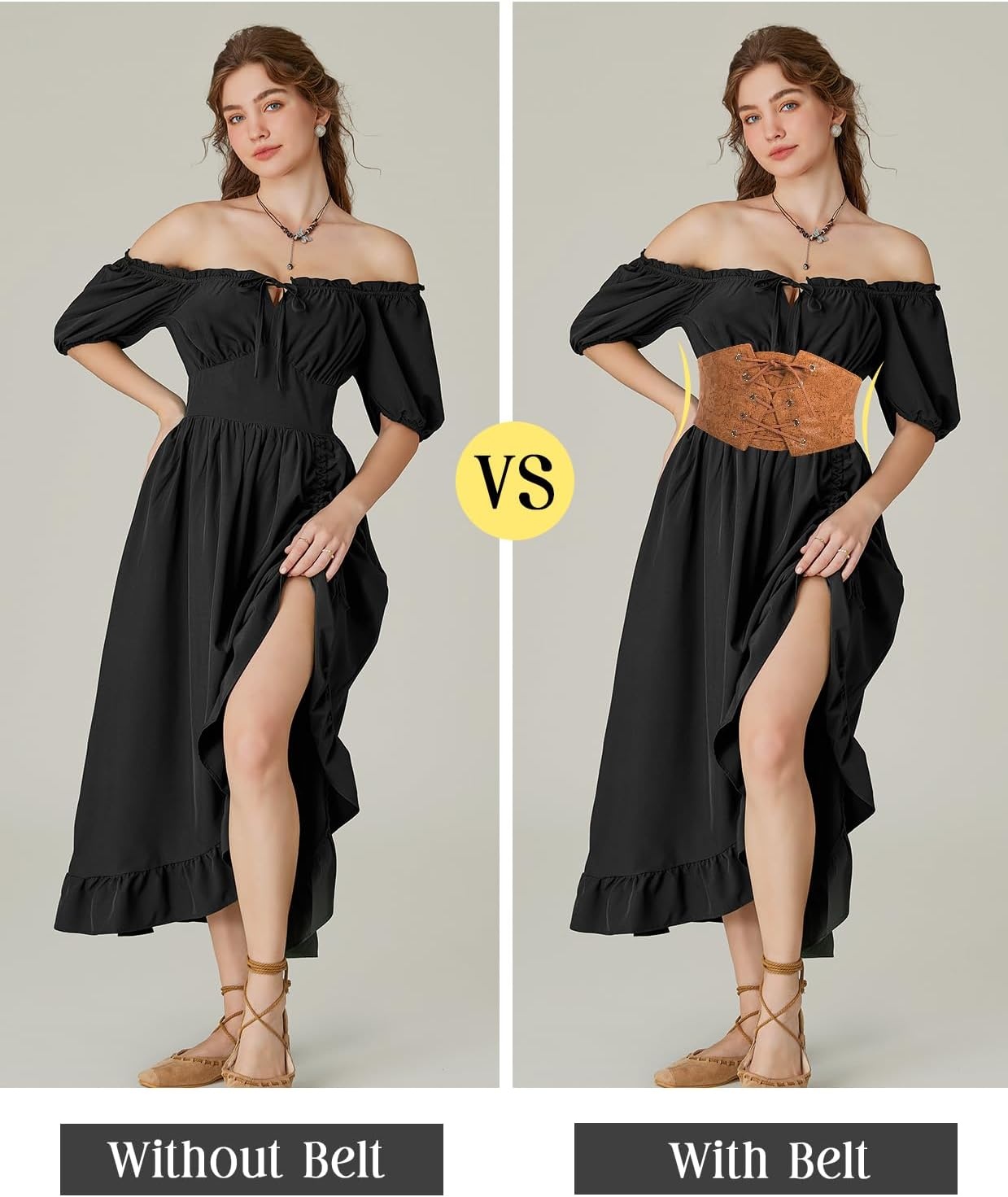 image:imageGRACE KARIN Renaissance Corset Belt for Women Elastic Wide Waist CorsetCoffee