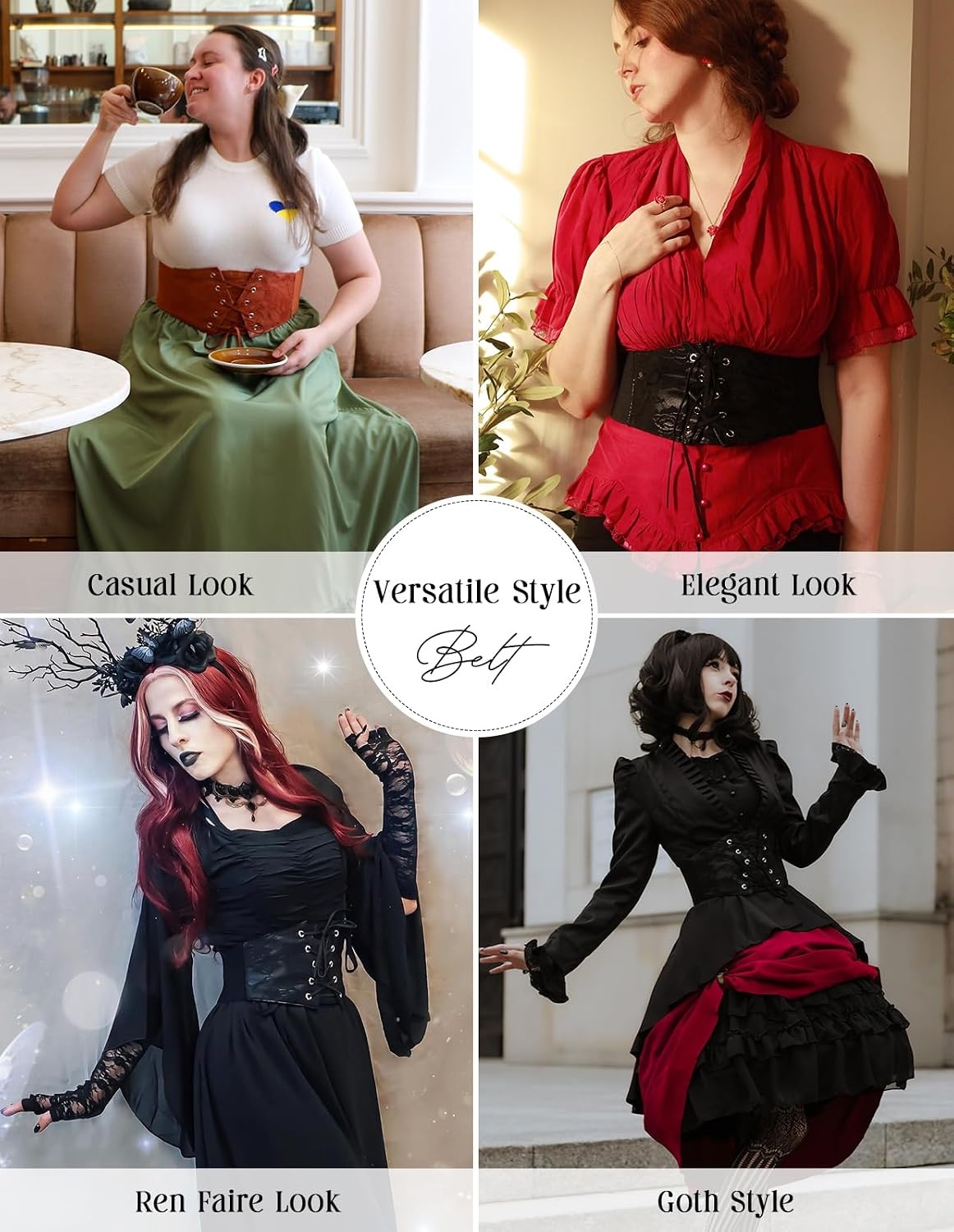 image:imageGRACE KARIN Renaissance Corset Belt for Women Elastic Wide Waist CorsetCoffee