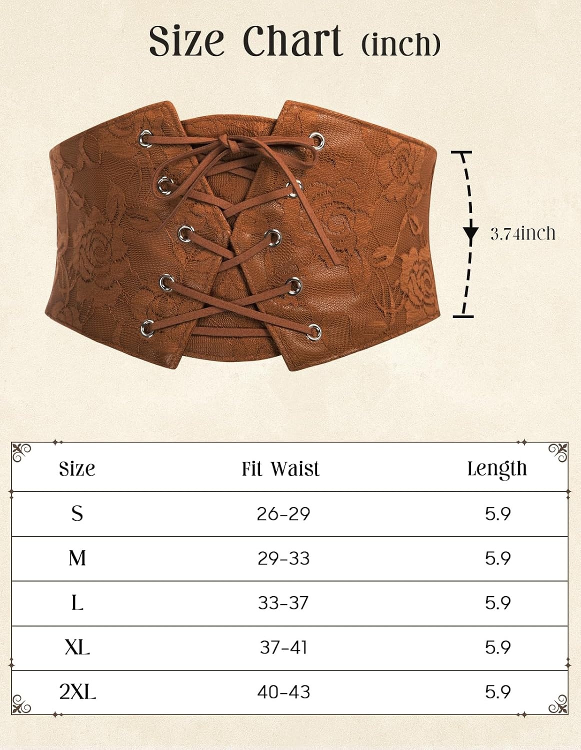 image:imageGRACE KARIN Renaissance Corset Belt for Women Elastic Wide Waist CorsetCoffee