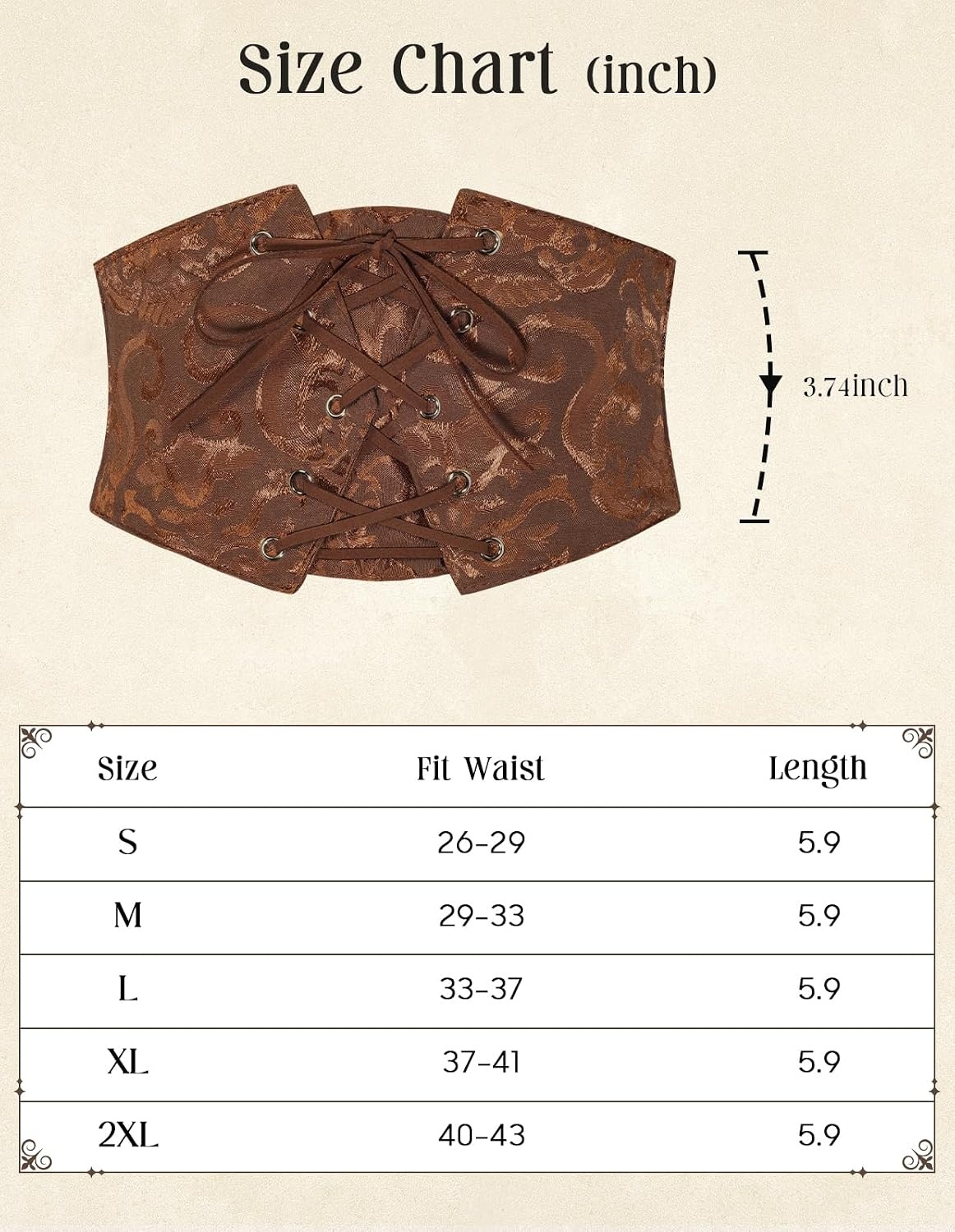 image:imageGRACE KARIN Renaissance Corset Belt for Women Elastic Wide Waist CorsetCoffee Floral