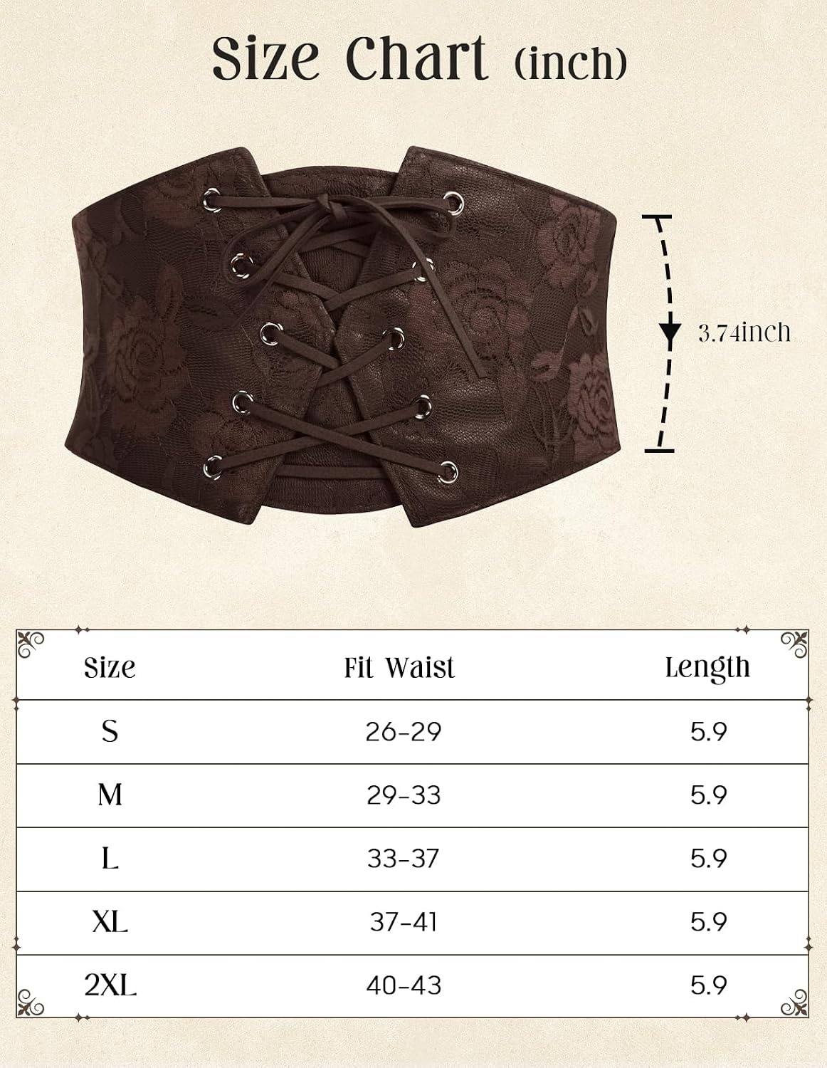 image:imageGRACE KARIN Renaissance Corset Belt for Women Elastic Wide Waist CorsetDark Coffee