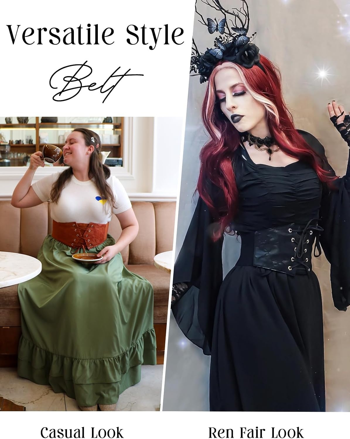 image:imageGRACE KARIN Renaissance Corset Belt for Women Elastic Wide Waist CorsetDeep Purple