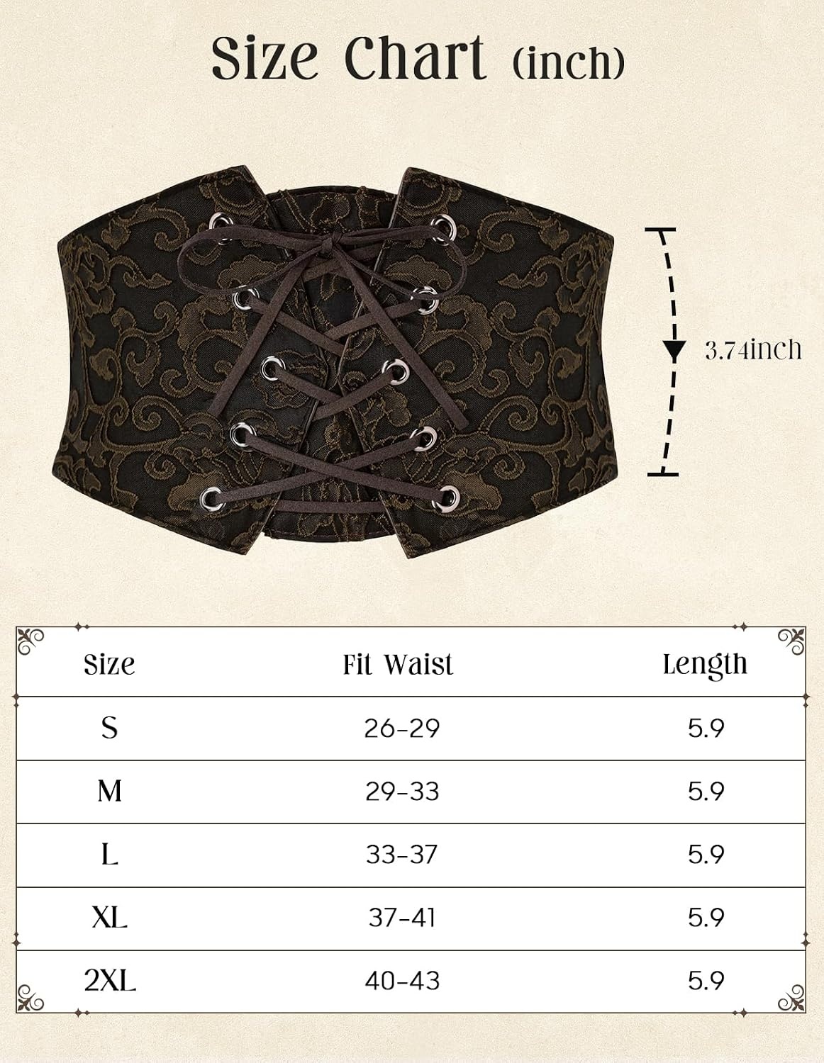 image:imageGRACE KARIN Renaissance Corset Belt for Women Elastic Wide Waist CorsetLight Coffee