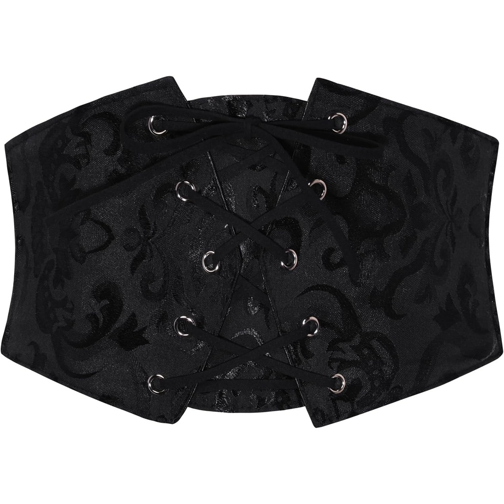 image:imageGRACE KARIN Renaissance Corset Belt for Women Elastic Wide Waist CorsetBlack Floral