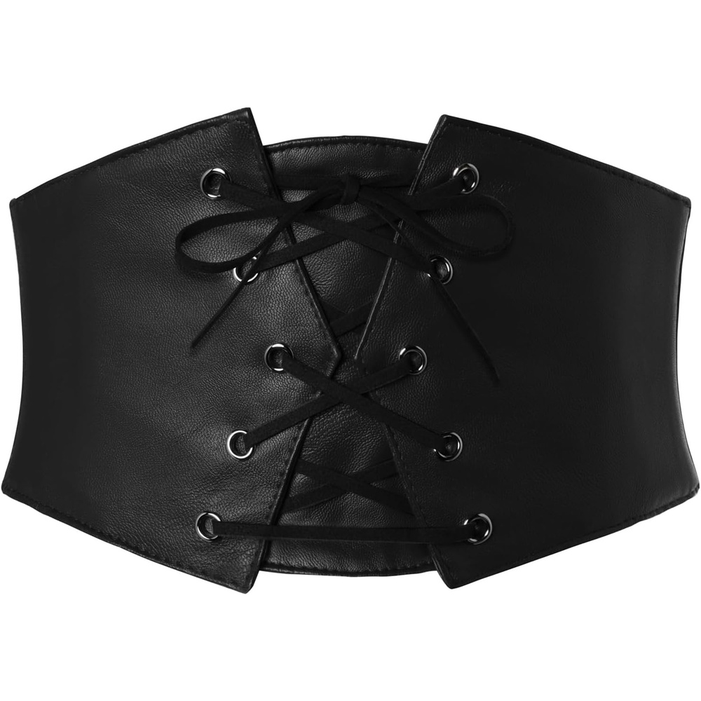 image:imageGRACE KARIN Renaissance Corset Belt for Women Elastic Wide Waist CorsetBlack Leather
