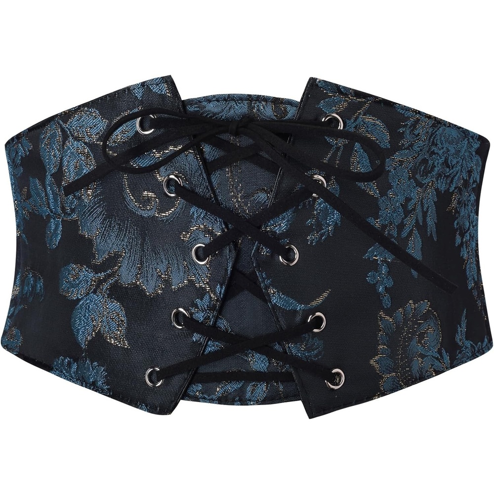 image:imageGRACE KARIN Renaissance Corset Belt for Women Elastic Wide Waist CorsetBlue Floral