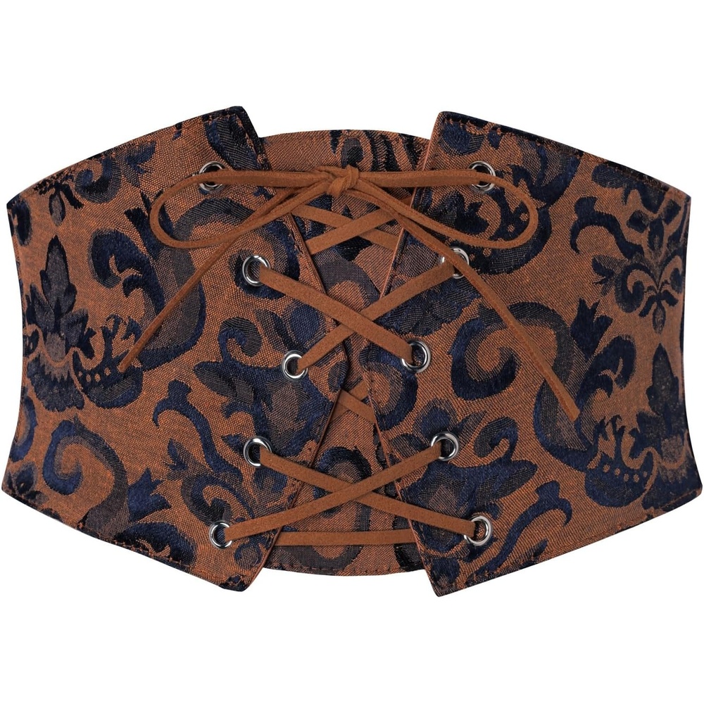 image:imageGRACE KARIN Renaissance Corset Belt for Women Elastic Wide Waist CorsetBrown Floral